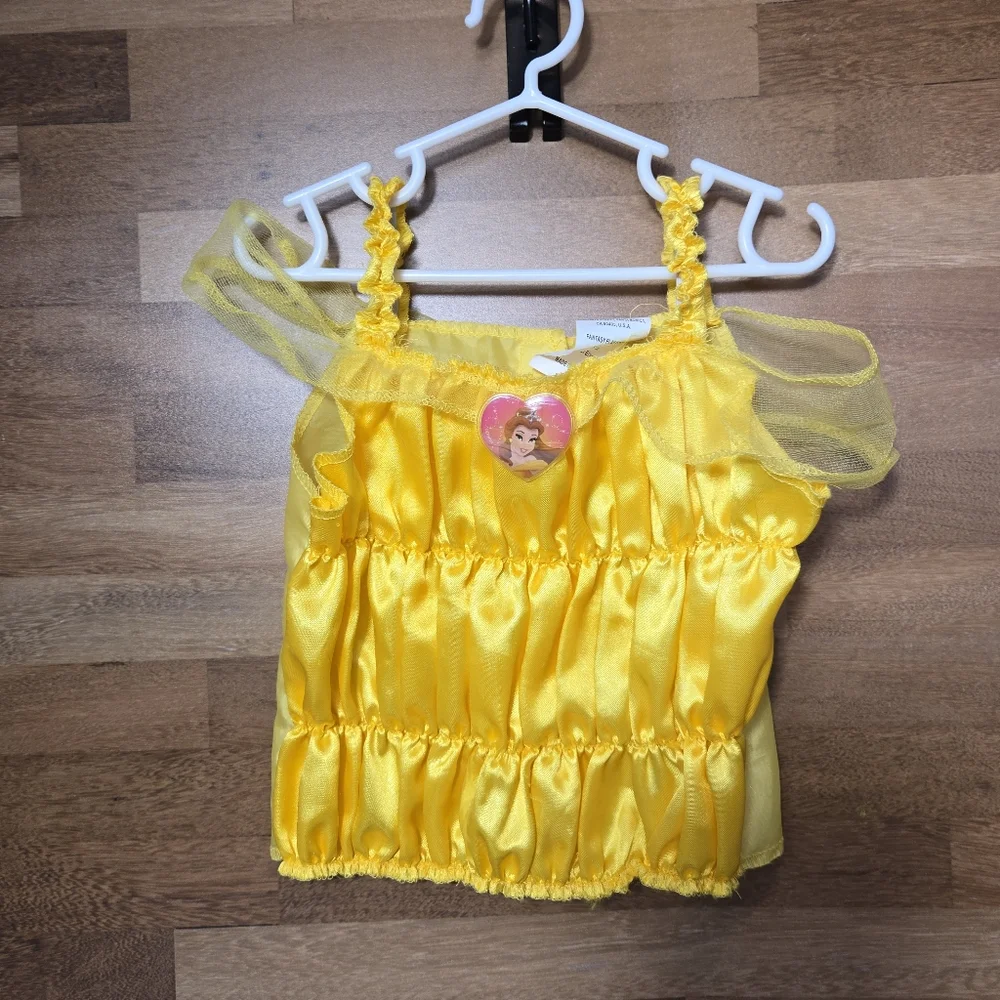 Disney Princess Belle Costume Girls Yellow 2 Piece Dress Up Set Beauty and Beast